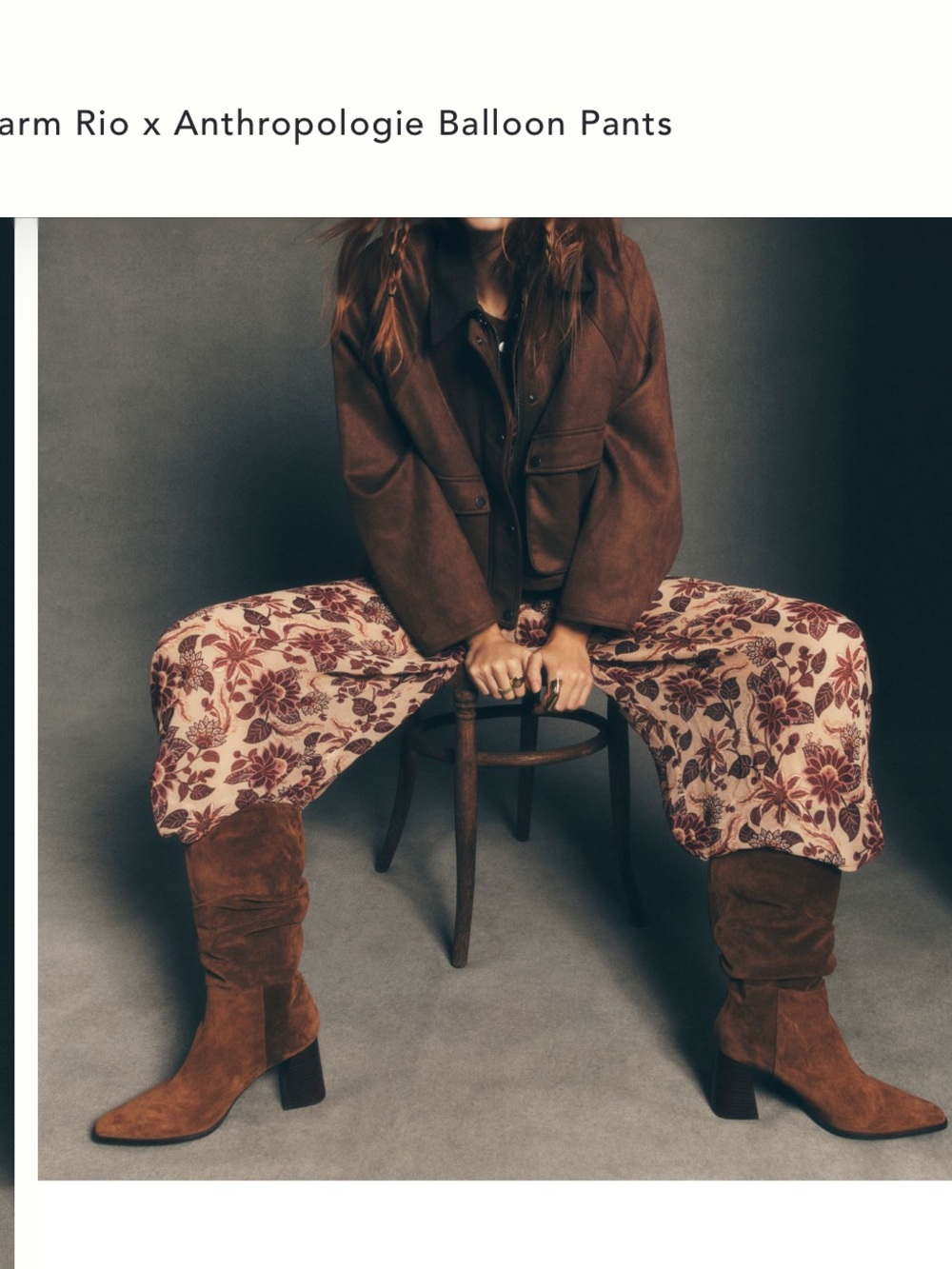 FARM Rio Brown Floral Wide-Leg Pants - Picture 2 of 8